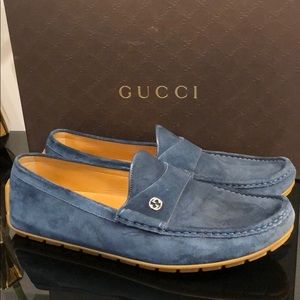 Gucci Blue Suede Men’s Loafers. Size 12